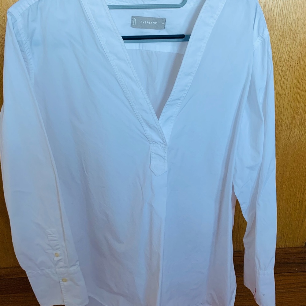 Everlane White Cotton Popover Tunic Shirt Size 12